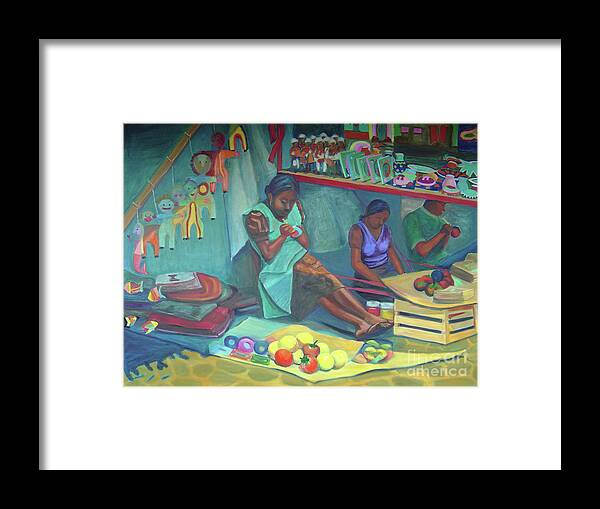 Mexico Framed Print featuring the painting Pintando Artesanias by Lilibeth Andre