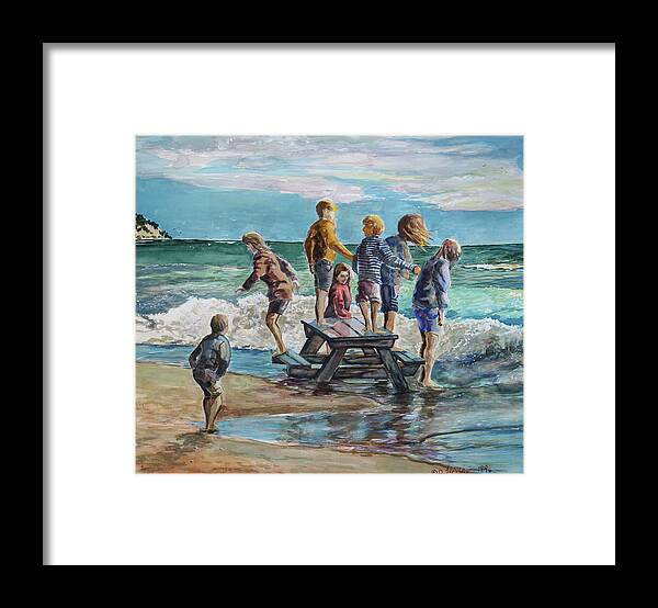 Seascape Framed Print featuring the painting Pirates by Douglas Jerving