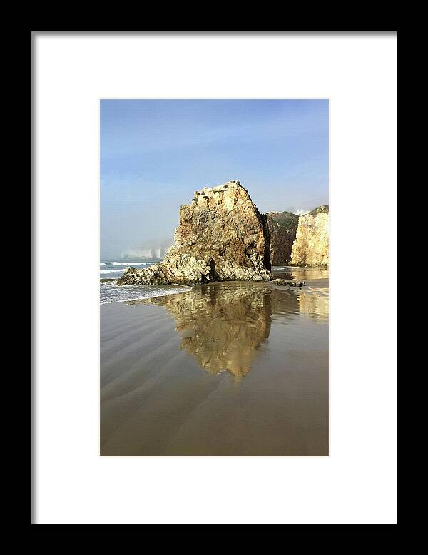 Beaches Framed Print featuring the photograph Pismo Sea Stack Reflection by Art Block Collections