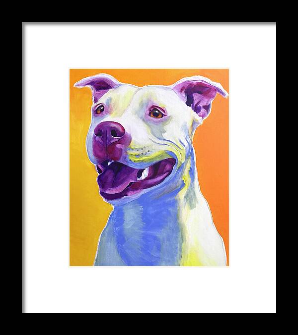 Pet Portrait Framed Print featuring the painting Pit Bull - Honey by Dawg Painter