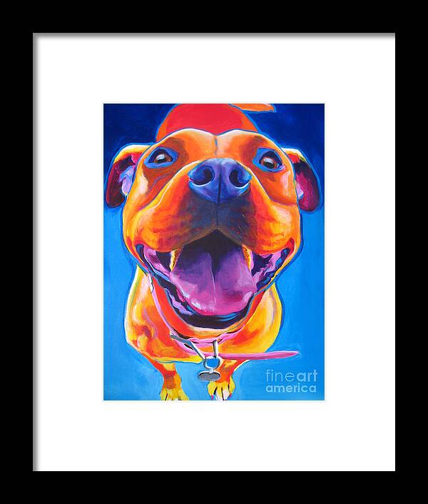 Animal Framed Print featuring the painting Pit Bull - Lots to Love by Dawg Painter