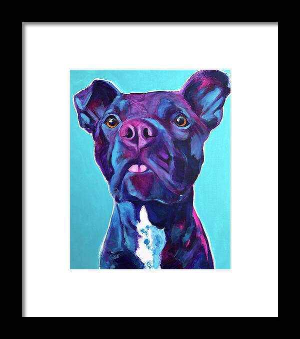 Pet Portrait Framed Print featuring the painting Pit Bull - Neko by Dawg Painter