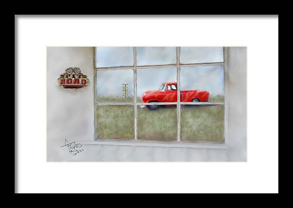 Truck Framed Print featuring the painting Pit Road--Fire and Ice by Colleen Taylor