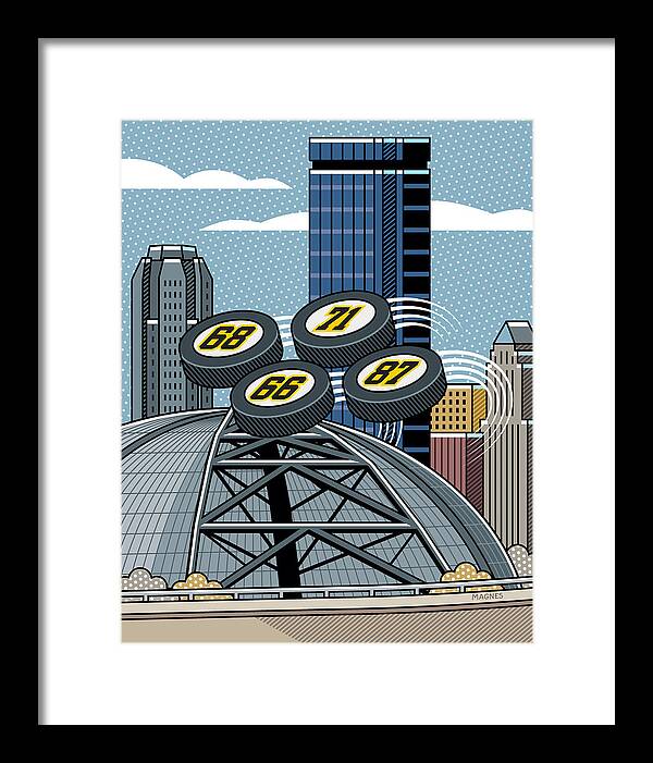 Graphic Framed Print featuring the digital art Pittsburgh Civic Arena by Ron Magnes