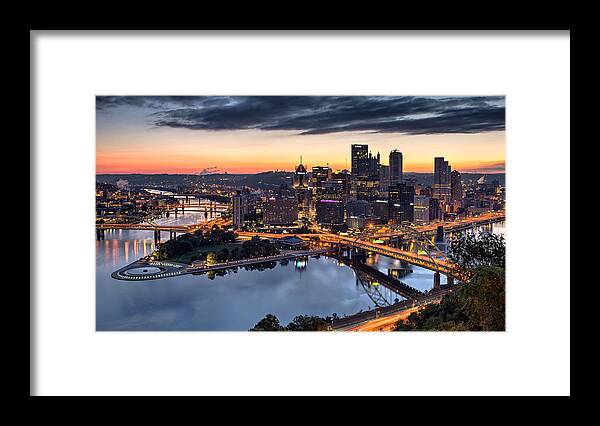Pittsburgh Framed Print featuring the photograph Pittsburgh October Sunrise by Matt Hammerstein