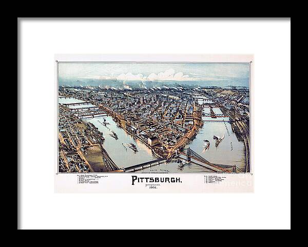 Pittsburgh Framed Print featuring the drawing Pittsburgh Pennsylvania 1902 by Vintage Treasure