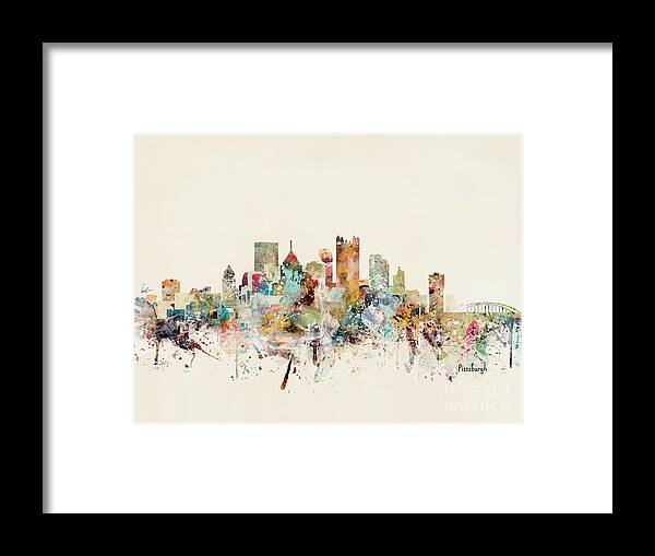 Pittsburgh Framed Print featuring the painting Pittsburgh Pennsylvania by Bri Buckley