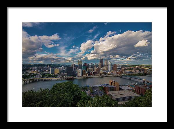 Pittsburgh Framed Print featuring the photograph Pittsburgh Pennsylvania Skyline Blue by David Haskett II
