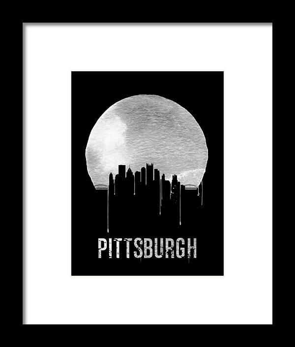 Pittsburgh Framed Print featuring the digital art Pittsburgh Skyline Black by Naxart Studio