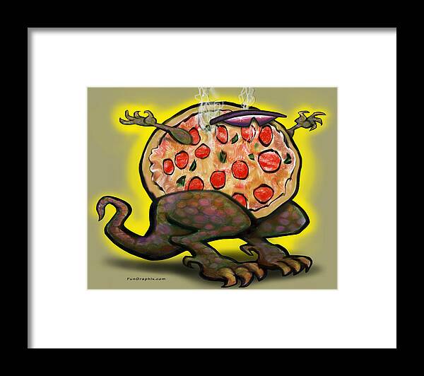 Pizza Framed Print featuring the digital art Pizza Zilla by Kevin Middleton