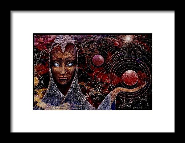 Creator Angel Framed Print featuring the painting Planet Creator by Hartmut Jager