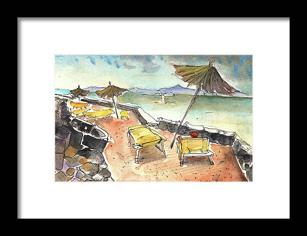 Travel Framed Print featuring the painting Playa Blanca in Lanzarote 03 by Miki De Goodaboom