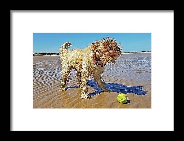 Playful Puppy Framed Print featuring the painting Playful Puppy by Harry Warrick