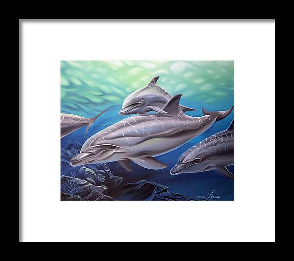 Dolphins Framed Print featuring the painting Playground by William Love