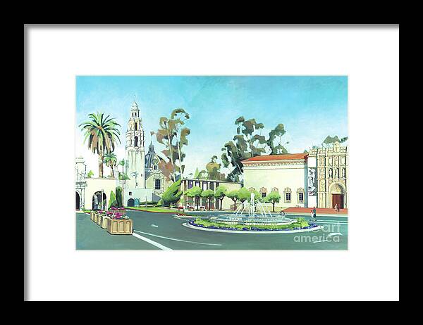 Plaza De Panama Framed Print featuring the painting Balboa Park San Diego California by Paul Strahm
