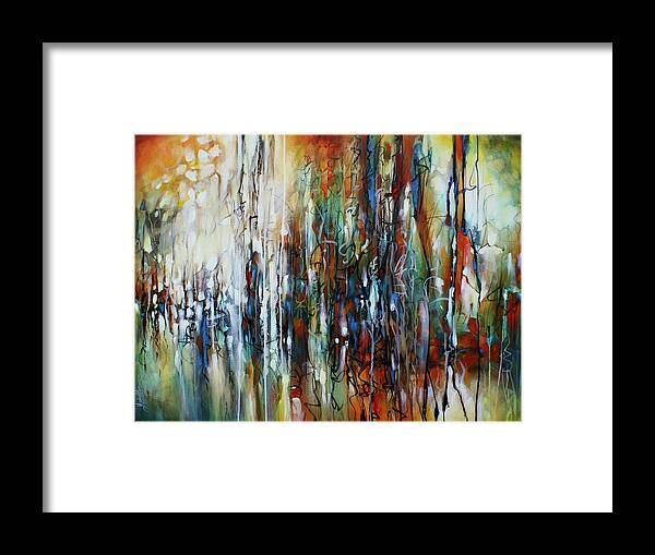 Abstract Framed Print featuring the painting Pleasant Distractions by Michael Lang