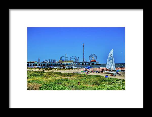 Sunny Framed Print featuring the photograph Pleasure Pier Sunny Day by Diana Mary Sharpton