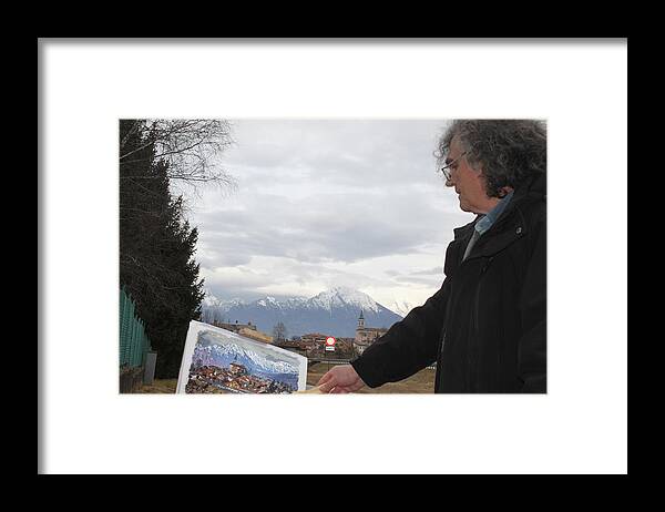 Framed Print featuring the painting Plein Air in Limano, Belluno, Italy by Ylli Haruni