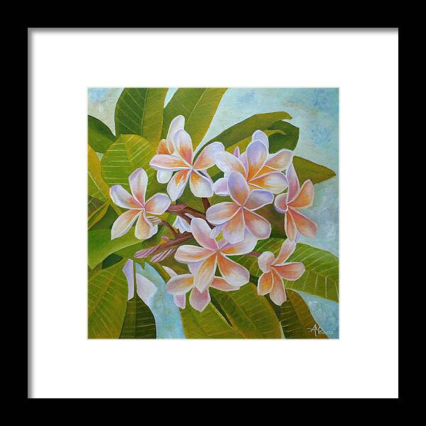 Plumeria Framed Print featuring the painting Plumeria by Angeles M Pomata