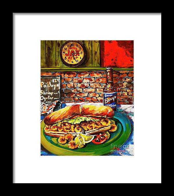 New Orleans Art Framed Print featuring the painting Po'Boy Time by Dianne Parks