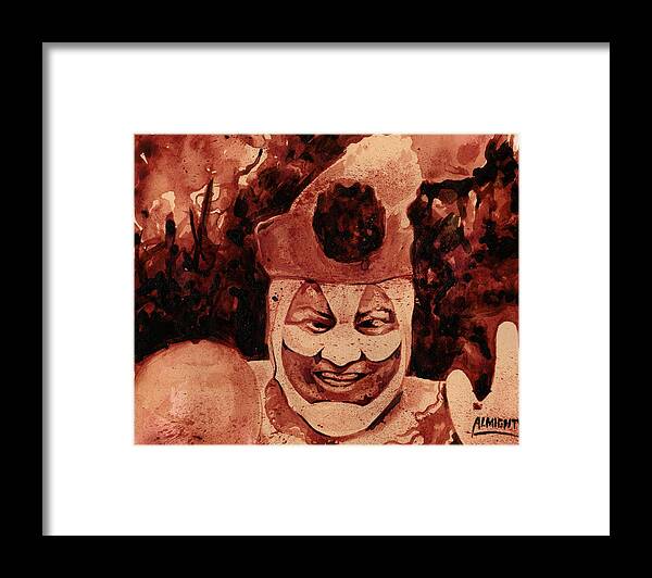 John Wayne Gacy Framed Print featuring the painting Pogo Painted In Human Blood by Ryan Almighty