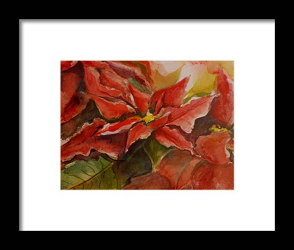 Poinsettia Framed Print featuring the painting Poinsettia by B Rossitto