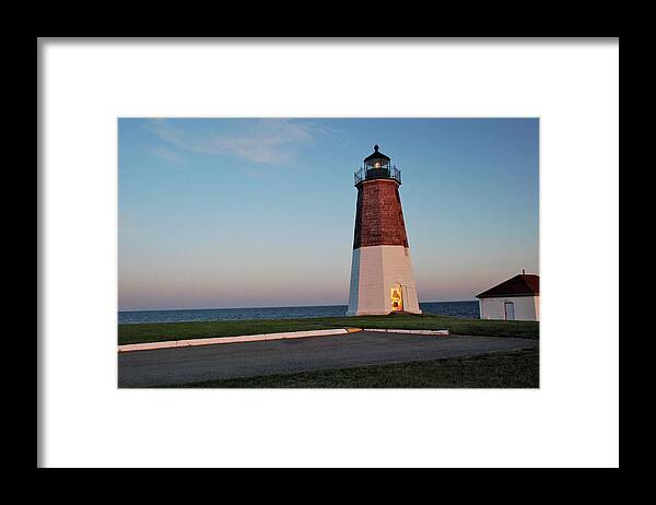Point Judith Framed Print featuring the photograph Point Judith Lighthouse Rhode Island by Nancy De Flon