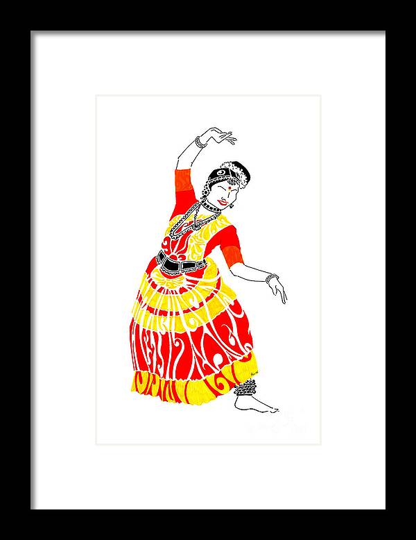 Mohiniattam Framed Print featuring the painting Poise by Anushree Santhosh
