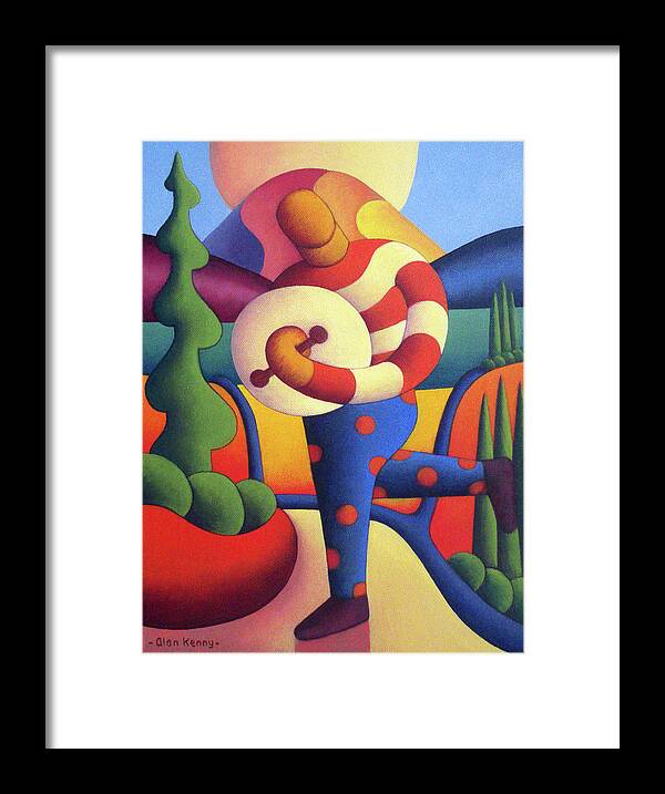 Irish Framed Print featuring the painting Polka Bodhran player in Dreamscape by Alan Kenny