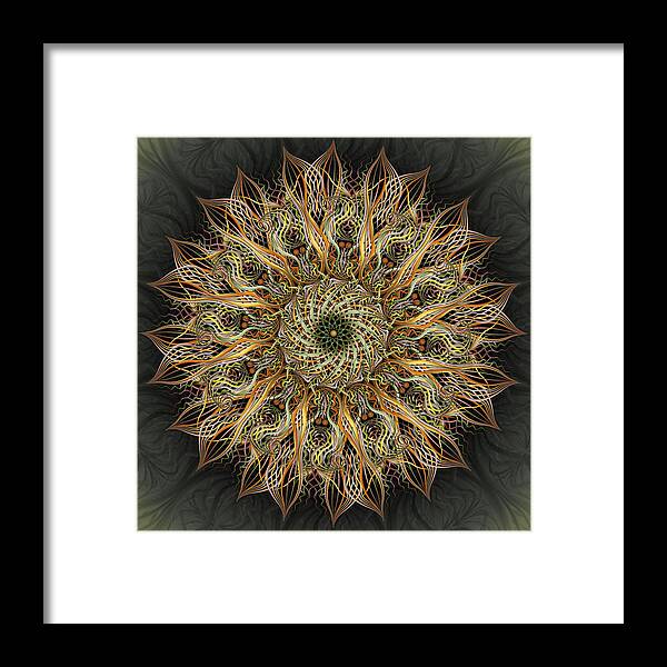 Pinwheel Mandalas Framed Print featuring the digital art Pollen by Becky Titus