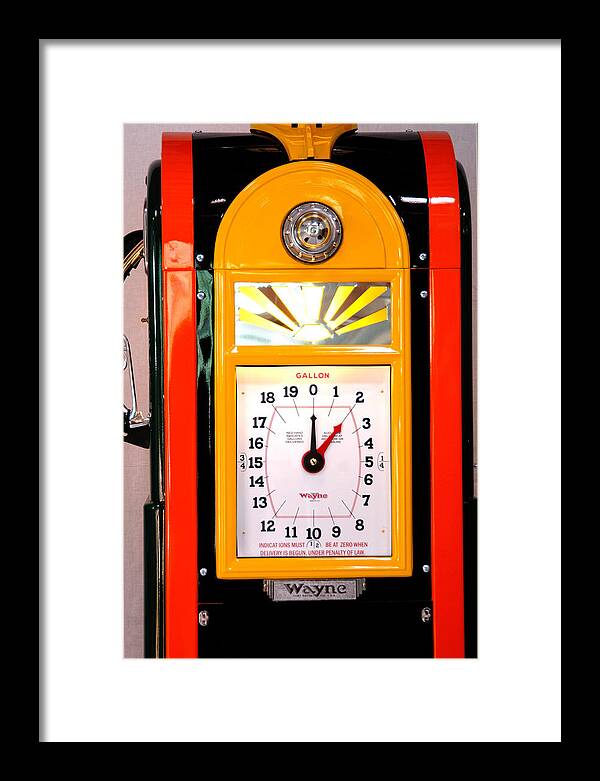 Poly Antique Gas Pump Framed Print featuring the photograph Poly antique gas pump by David Campione