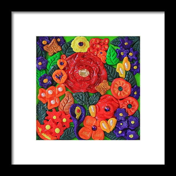 Polymer Clay Flowers Wall Art Framed Print By Donna Haggerty