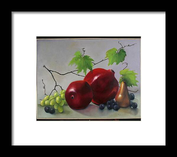 Fruit Framed Print featuring the painting Pomegranate by Martha Zausmer paul