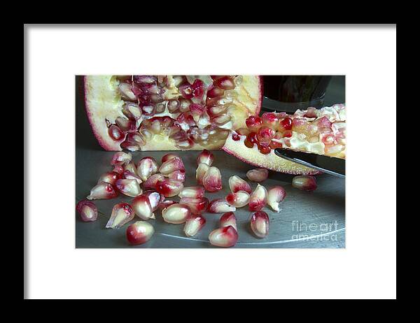 Pomegranate Framed Print featuring the photograph Pomegranate Seeds by Karen Foley