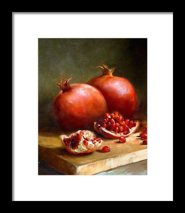 Pomegranates Framed Print featuring the painting Pomegranates by Robert Papp