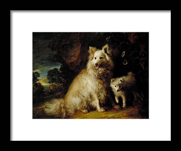 Thomas Gainsborough Framed Print featuring the painting Pomeranian Bitch and Puppy by Thomas Gainsborough