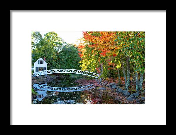 Reflection Framed Print featuring the photograph Pond Bridge Reflection by Nancy Dunivin