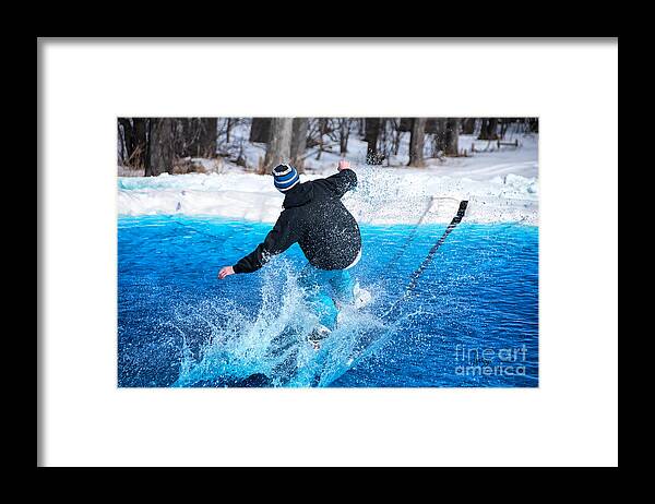 Sport Framed Print featuring the photograph Pond Skimming by Lois Bryan