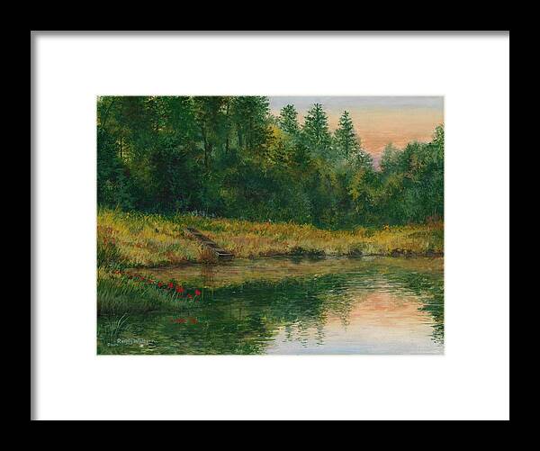 Texas Framed Print featuring the painting Pond with Spider Lilies by Randy Welborn