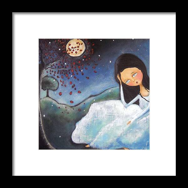 Girl Framed Print featuring the painting Pondering by Patti Ballard