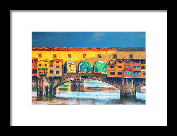 Ponte Vecchio Framed Print featuring the digital art Ponte Vecchio Impression by Mick Burkey