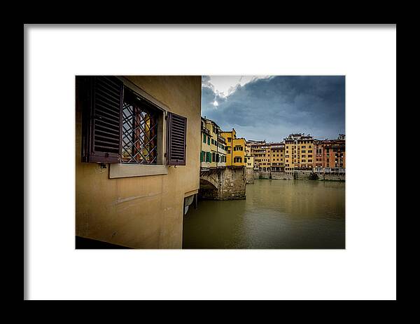 Arno Framed Print featuring the photograph Ponte Vecchio by Sonny Marcyan