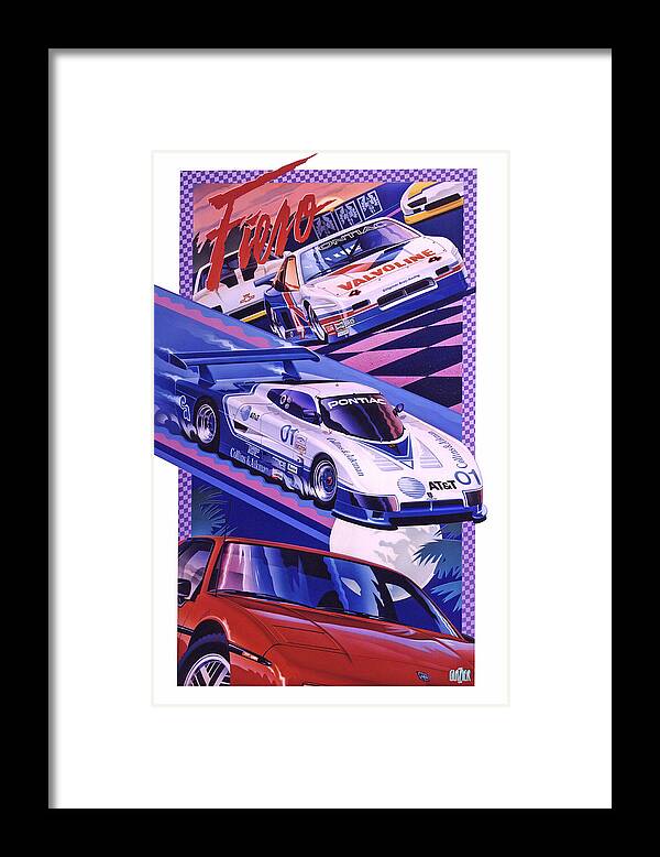 Pontiac Fiero Framed Print featuring the painting Pontiac Fiero Racing Poster by Garth Glazier
