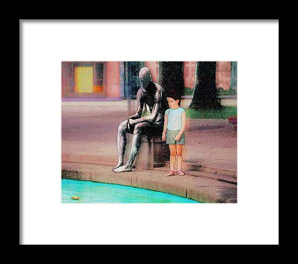 Statue Framed Print featuring the painting Pool of Answers by Cliff Wilson