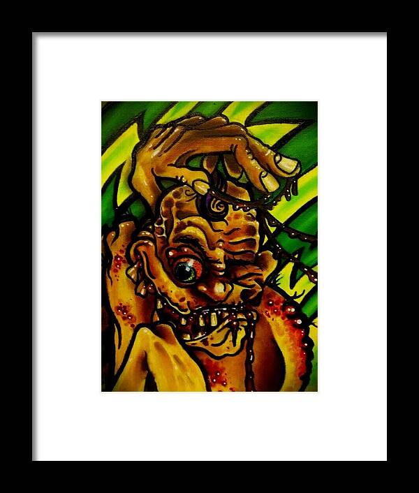 Monster Framed Print featuring the painting Poop Monster by Ryan Almighty