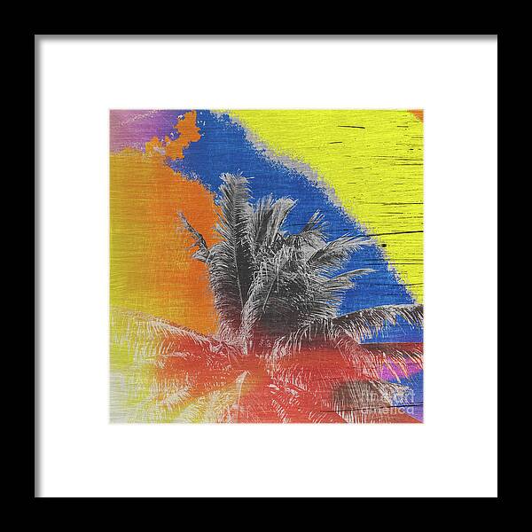 Coconut Tree Framed Print featuring the photograph Pop Art Coconut Tree Retro Tropical Vintage Palm by Beverly Claire Kaiya