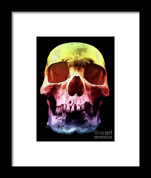 Pop Art Framed Print featuring the digital art Pop Art Skull Face by Phil Perkins
