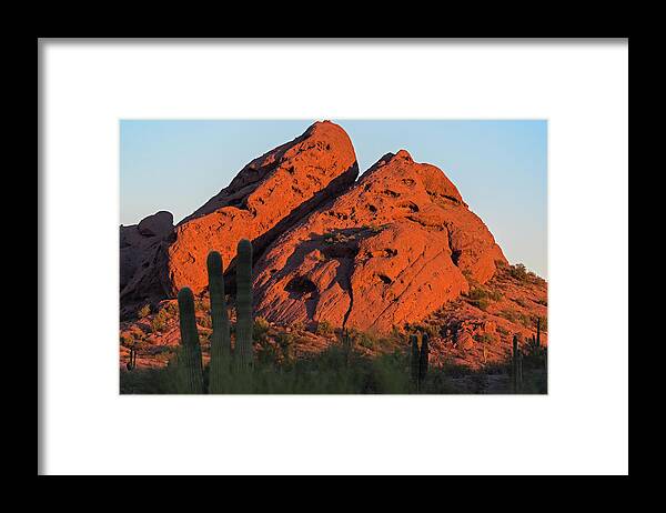 Papago Framed Print featuring the photograph Papago Park Mountain at Sunrise Phoenix AZ by Toby McGuire