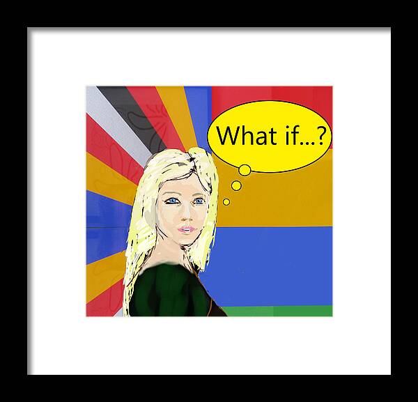 Popart Framed Print featuring the digital art Popart portrait what if..? by Tom Conway