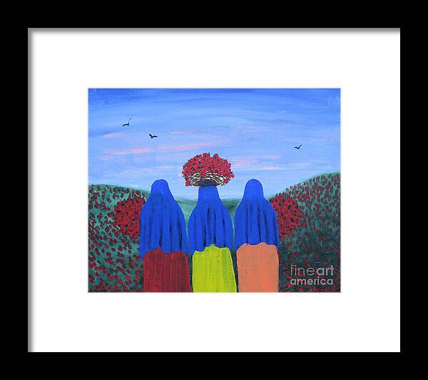 Mexican Art Framed Print featuring the painting Poppies in Bloom by Sonia Flores Ruiz
